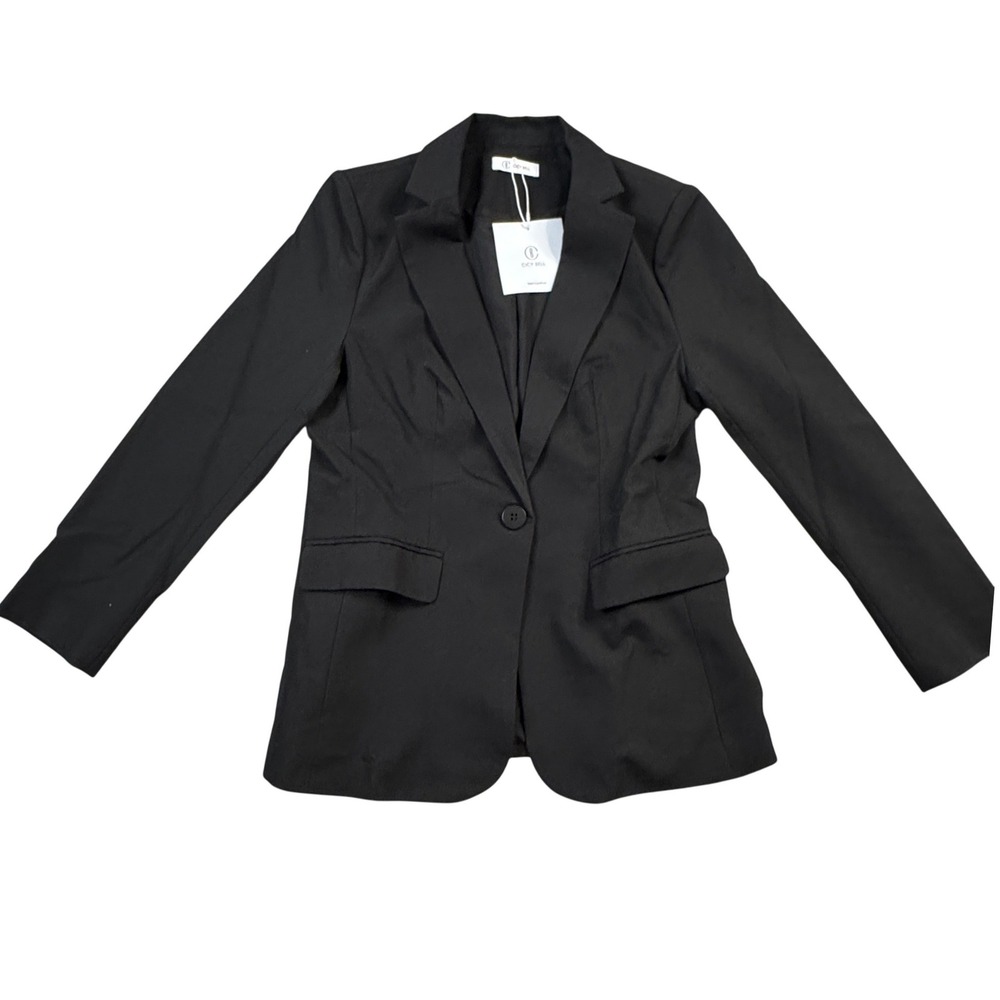 NWT Cicy Bell Womens Black Single Button Blazer Jacket Work Well Size M NWT